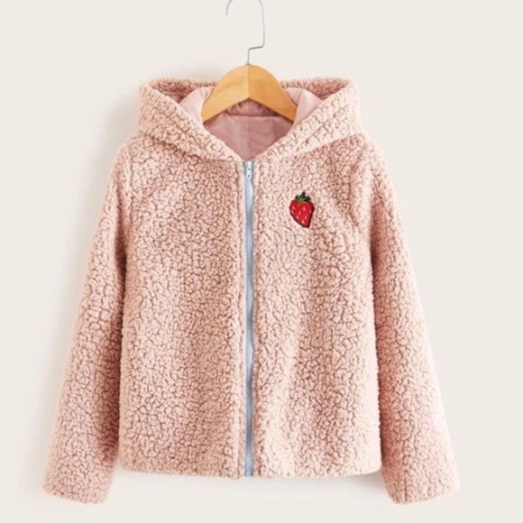 Hayden LA Girls Pink Sherpa Fleece Full Zip Jacket size 13 / 14 - Picture 1 of 8